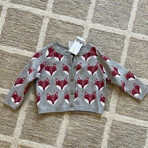 Tea Collection NWT grey fox sweater cardigan 12-18M